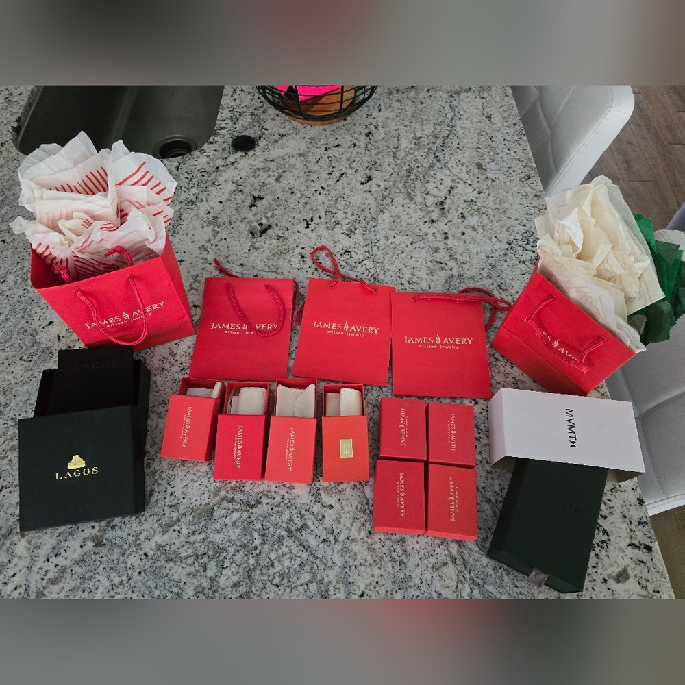 Bundle of James Avery branded boxes and bags